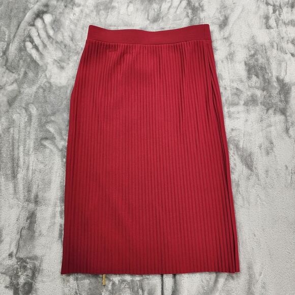NEW Marc New York Skirt Womens S Beet Red Pull On Pleated Side Zip Slit Preppy - Picture 3 of 11